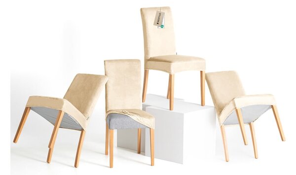 Bézs gumis szék huzat szett 4 db-os 48 cm Sento – Restilo