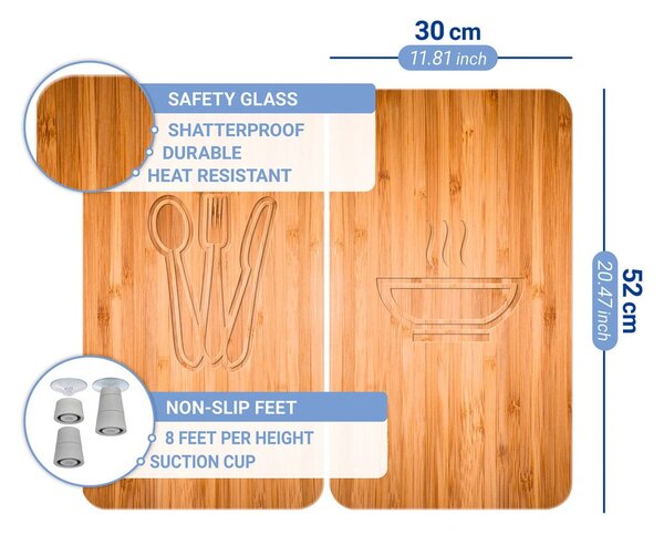 Edzett üveg tűzhely fedőlap szett 2 db-os 30x52 cm Lunch – Wenko