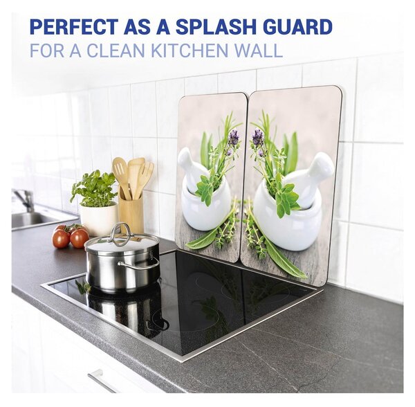 Edzett üveg tűzhely fedőlap szett 2 db-os 30x52 cm Herb – Wenko