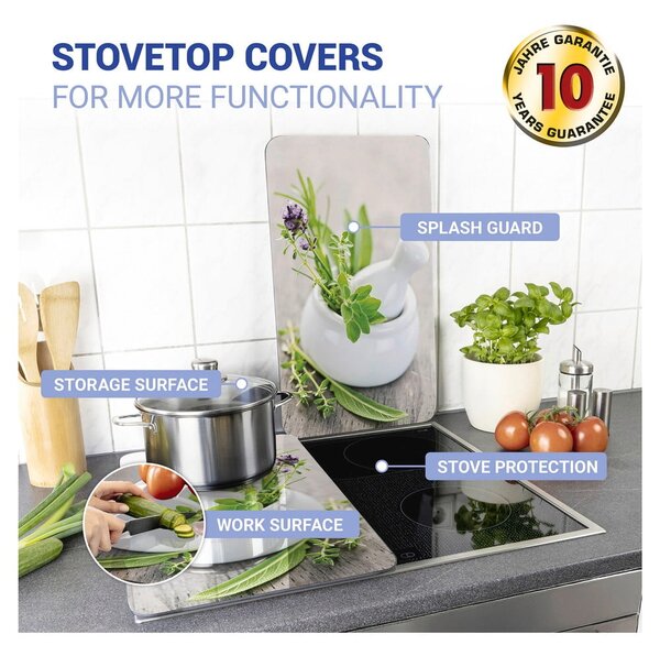 Edzett üveg tűzhely fedőlap szett 2 db-os 30x52 cm Herb – Wenko