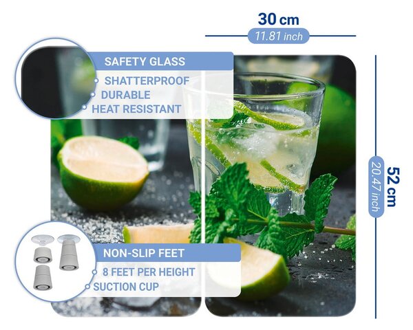 Edzett üveg tűzhely fedőlap szett 2 db-os 30x52 cm Mojitos – Wenko