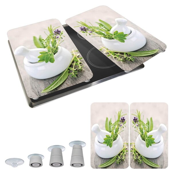 Edzett üveg tűzhely fedőlap szett 2 db-os 30x52 cm Herb – Wenko