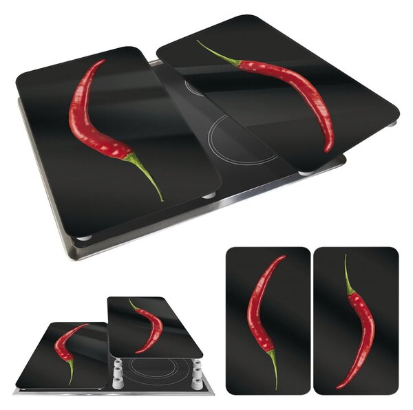 Edzett üveg tűzhely fedőlap szett 2 db-os 30x52 cm Peperoni – Wenko