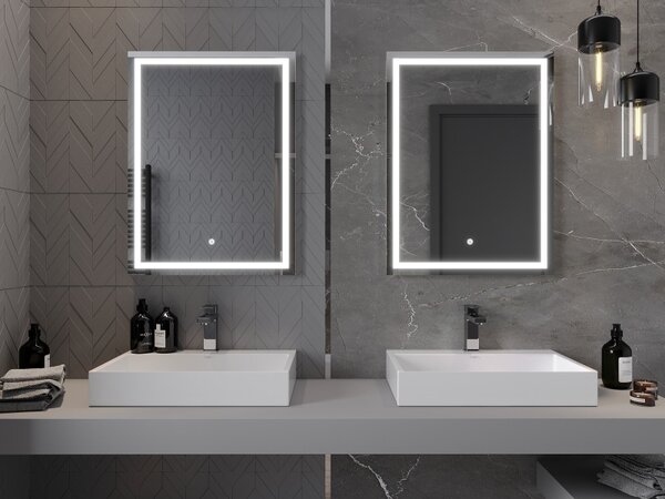 Mexen Miko, LED fürdoszobai tükör háttérvilágítással 60 x 80 cm, 6000K, páramentes, 9819-060-080-611-00