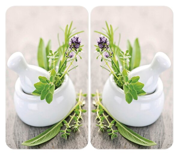 Edzett üveg tűzhely fedőlap szett 2 db-os 30x52 cm Herb – Wenko