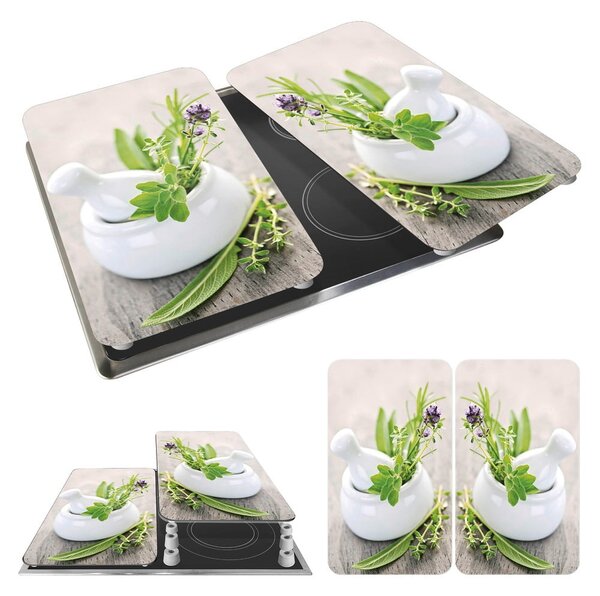 Edzett üveg tűzhely fedőlap szett 2 db-os 30x52 cm Herb – Wenko