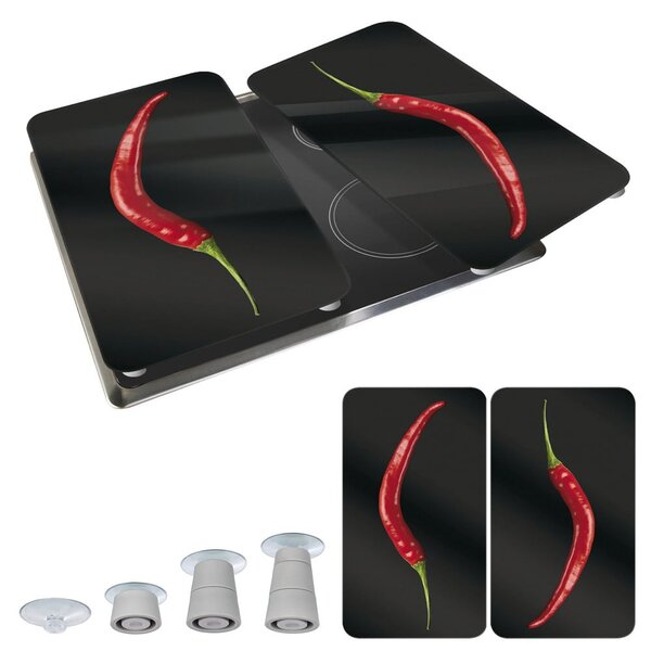 Edzett üveg tűzhely fedőlap szett 2 db-os 30x52 cm Peperoni – Wenko