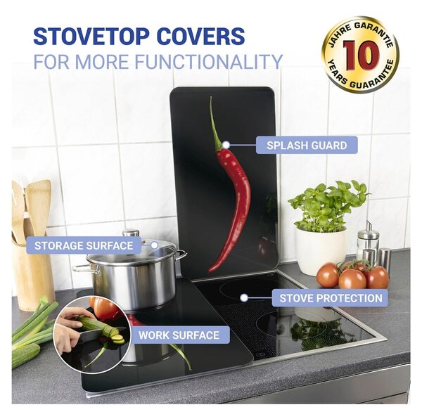 Edzett üveg tűzhely fedőlap szett 2 db-os 30x52 cm Peperoni – Wenko