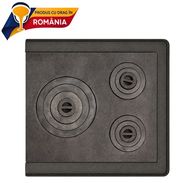 KÖZÉPSŐ ÖNTÖTTVAS FŐZŐLAP 3 LÁNGGAL (NYÍLÁSSAL) + KERET 645 x 625 mm
