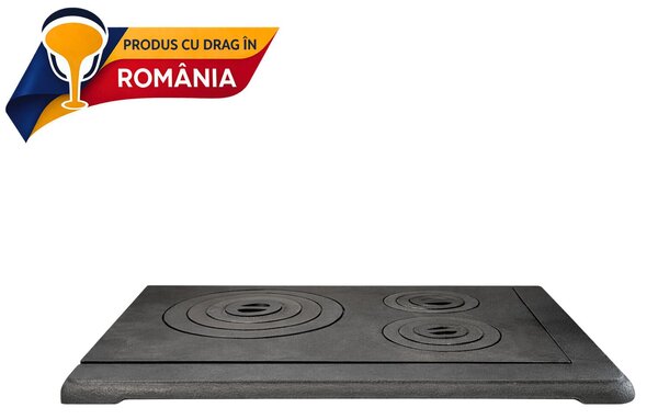 KÖZÉPSŐ ÖNTÖTTVAS FŐZŐLAP 3 LÁNGGAL (NYÍLÁSSAL) + KERET 645 x 625 mm