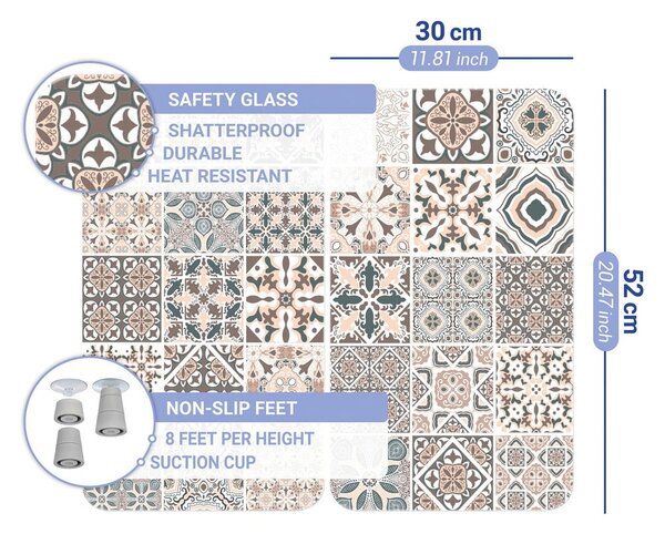 Edzett üveg tűzhely fedőlap szett 2 db-os 30x52 cm Universal Tile – Wenko