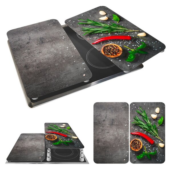 Edzett üveg tűzhely fedőlap szett 2 db-os 52x30 cm Rosemary – Maximex
