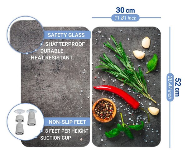 Edzett üveg tűzhely fedőlap szett 2 db-os 52x30 cm Rosemary – Maximex