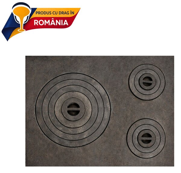 NAGY ÖNTÖTTVAS FŐZŐLAP 3 LÁNGGAL (NYÍLÁSSAL) PLUS 640 x 475 mm