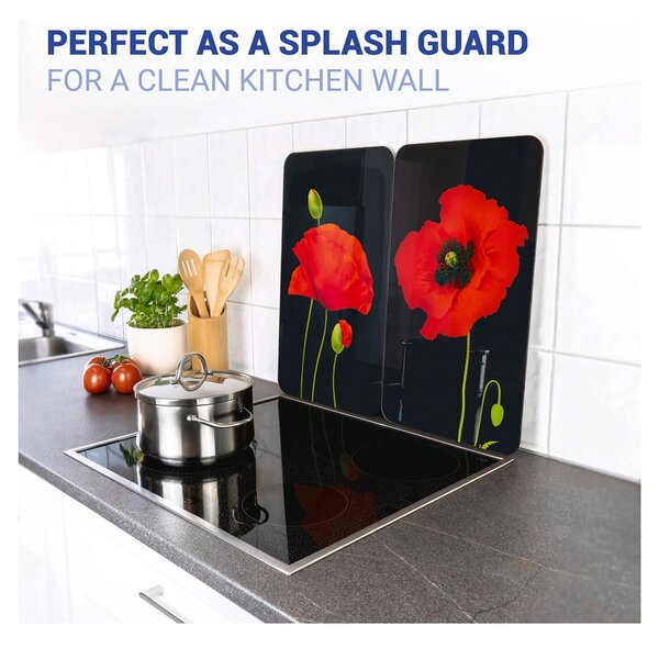 Edzett üveg tűzhely fedőlap szett 2 db-os 52x30 cm Poppy – Maximex