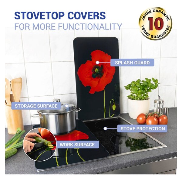 Edzett üveg tűzhely fedőlap szett 2 db-os 52x30 cm Poppy – Maximex