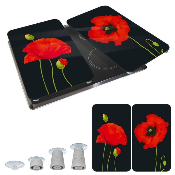 Edzett üveg tűzhely fedőlap szett 2 db-os 52x30 cm Poppy – Maximex