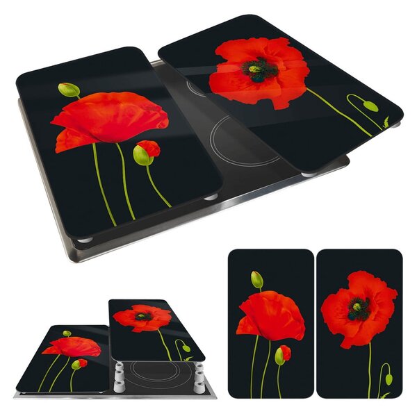Edzett üveg tűzhely fedőlap szett 2 db-os 52x30 cm Poppy – Maximex