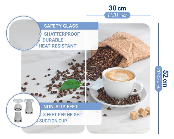 Edzett üveg tűzhely fedőlap szett 2 db-os 52x30 cm Café Aromatica – Maximex