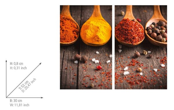 Edzett üveg tűzhely fedőlap szett 2 db-os 52x30 cm Curry – Allstar