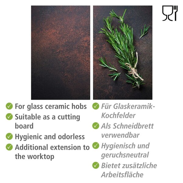 Edzett üveg tűzhely fedőlap szett 2 db-os 52x30 cm Rosemary – Allstar