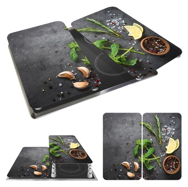 Szürke edzett üveg tűzhely fedőlap szett 2 db-os Universal Herbs – Wenko