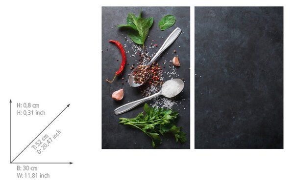 Edzett üveg tűzhely fedőlap szett 2 db-os 52x30 cm Basil – Allstar