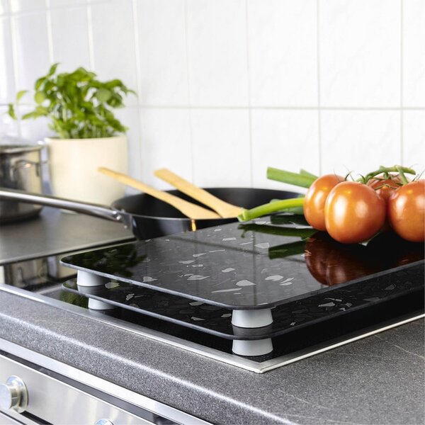 Fekete üveg tűzhely fedőlap szett 2 db-os Universal – Wenko
