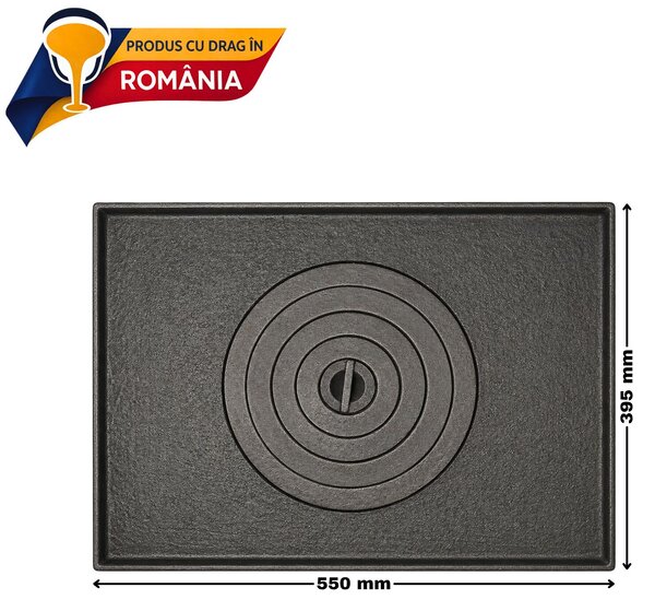 ÖNTÖTTVAS FŐZŐLAP EGY NYÍLÁSSAL ÉS PEREMMEL 550 x 395 mm