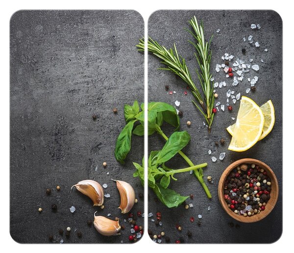 Szürke edzett üveg tűzhely fedőlap szett 2 db-os Universal Herbs – Wenko
