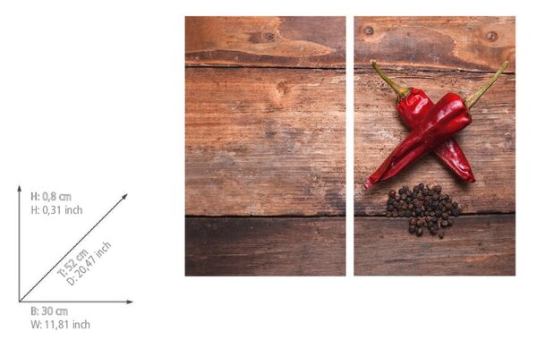 Edzett üveg tűzhely fedőlap szett 2 db-os 52x30 cm Pepper – Allstar