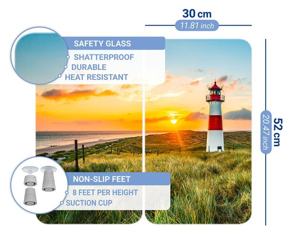 Edzett üveg tűzhely fedőlap szett 2 db-os 52x30 cm Lighthouse – Maximex
