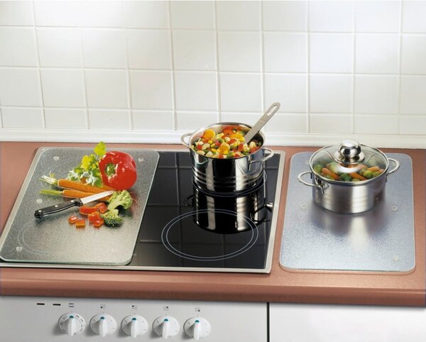 Edzett üveg tűzhely fedőlap szett 2 db-os 52x30 cm Transparent – Allstar