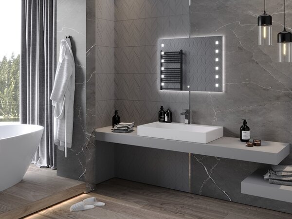Mexen Ner, LED fürdoszobai tükör háttérvilágítással 80x60 cm, 6000K, páramentes, 9809-080-060-611-00