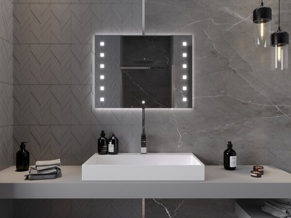 Mexen Ner, LED fürdoszobai tükör háttérvilágítással 80x60 cm, 6000K, páramentes, 9809-080-060-611-00