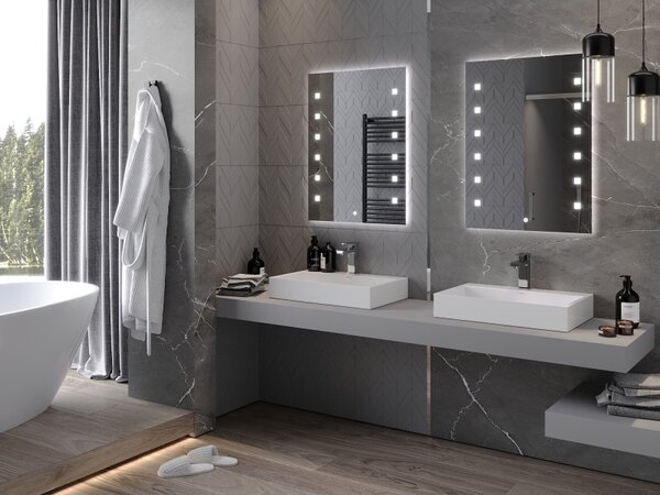 Mexen Ner, LED fürdoszobai tükör háttérvilágítással 60x80 cm, 6000K, páramentes, 9809-060-080-611-00