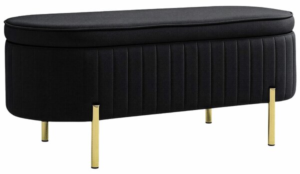 HOMCOM Kárpitozott hálószobai pad, Hálószobai ülőke, Nappali, Előszoba, 108 x 44 x 43,5 cm, Fekete