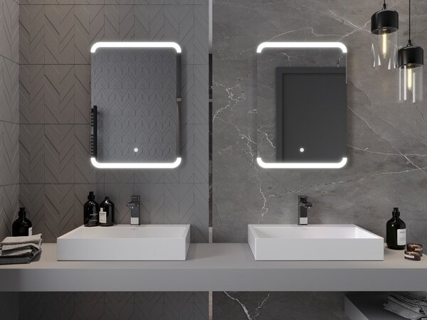 Mexen Nida, LED-es fürdoszobai tükör háttérvilágítással 50x70 cm, 6000K, páramentes, 9806-050-070-611-00