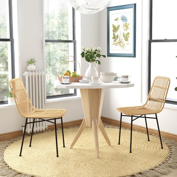 HOMCOM 2 darabos szék szett konyhába és nappaliba, Boho stílusú, PE rattanból és acélból, 45x57x83 cm, Sárga