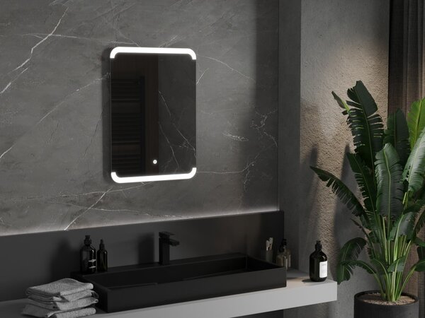 Mexen Nida, LED-es fürdoszobai tükör háttérvilágítással 50x70 cm, 6000K, páramentes, 9806-050-070-611-00