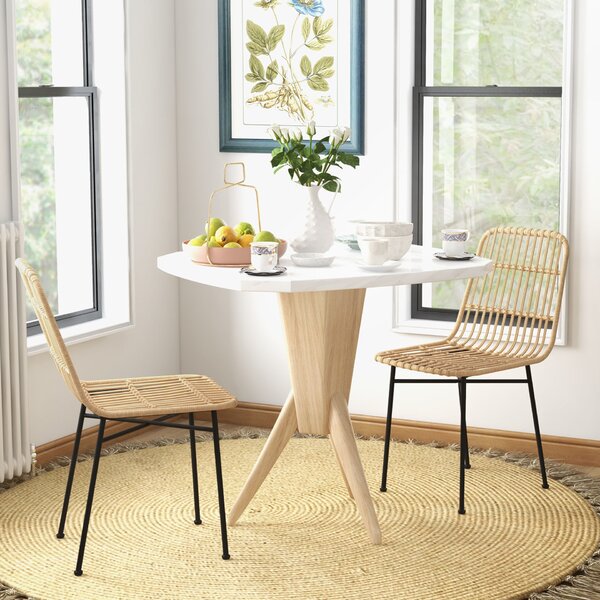 HOMCOM 2 darabos szék szett konyhába és nappaliba, Boho stílusú, PE rattanból és acélból, 45x57x83 cm, Sárga