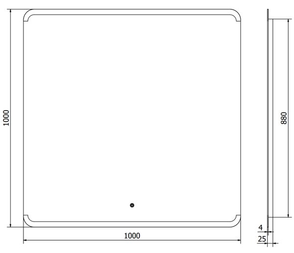 Mexen Nida, LED fürdoszobai tükör háttérvilágítással 100x100 cm, 6000K, páramentes, 9806-100-100-611-00