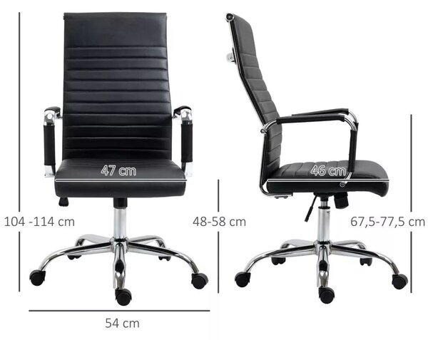 Vinsetto irodai szék, ergonomikus íróasztali szék hintafunkcióval, állítható magasságú forgószék, műbőrrel, fekete