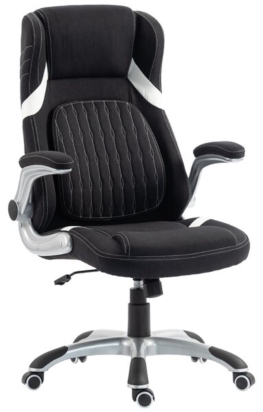 Vinsetto ergonomikus vászon irodai szék deréktámasszal, 68 x 76 x 117 cm, fekete