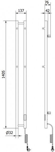 Mexen Pino, elektromos fűtőelem törülközőtartóval 1405x137 mm, 150 W, fehér, W301-1405-137-00-20