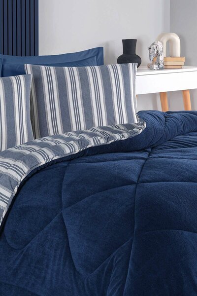 L'essential Maison Egyágyas Paplan Tengerészkék Soft Line - Tengerészkék
