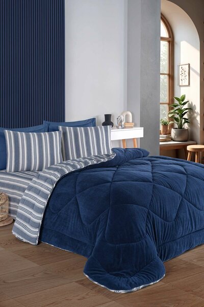 L'essential Maison Egyágyas Paplan Tengerészkék Soft Line - Tengerészkék