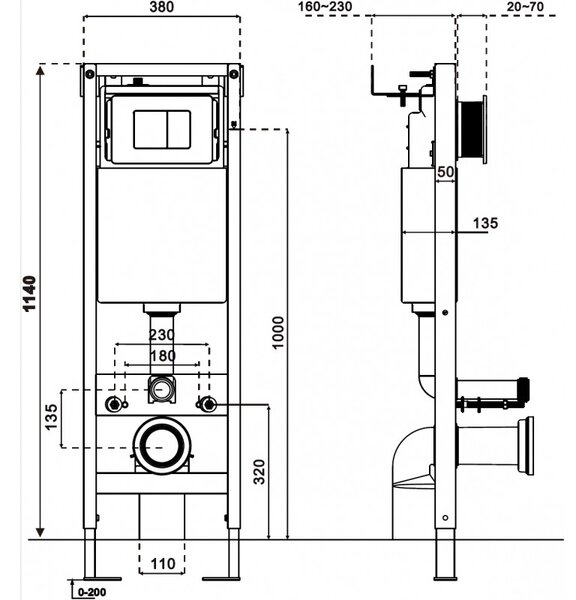 Mexen Tex W, sarok WC modul falsík alatti beépítéshez, mechanikus öblítéssel, 61105