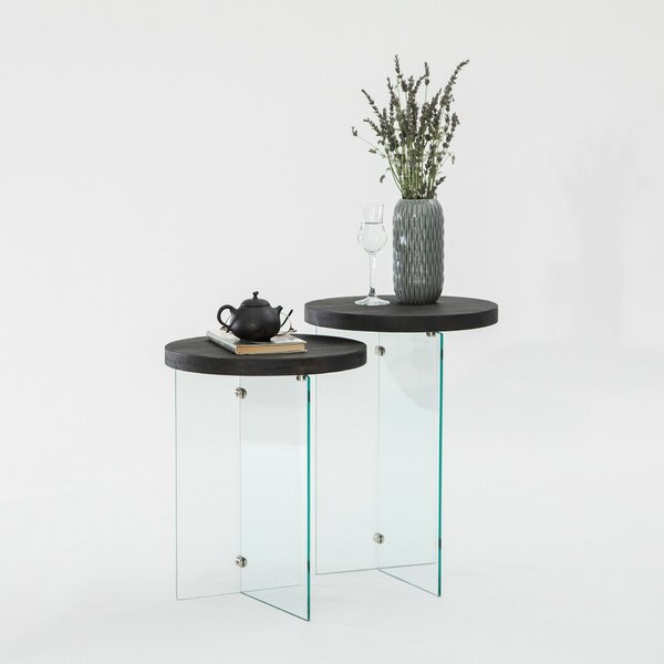 Hanah Home Serenity 2 dohányzóasztal szett - Antracit, átlátszó