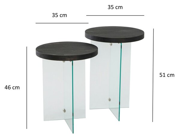 Hanah Home Serenity 2 dohányzóasztal szett - Antracit, átlátszó